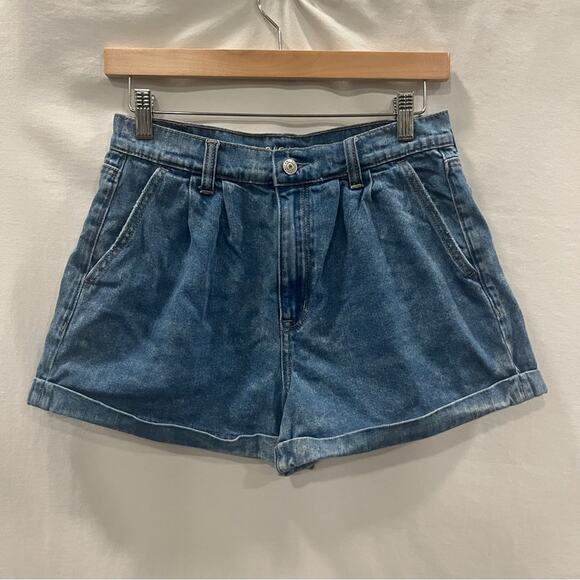 American Eagle Mom Short Denim Womens Size 6 Roll Up High Rise Pleats Summer - Picture 1 of 7